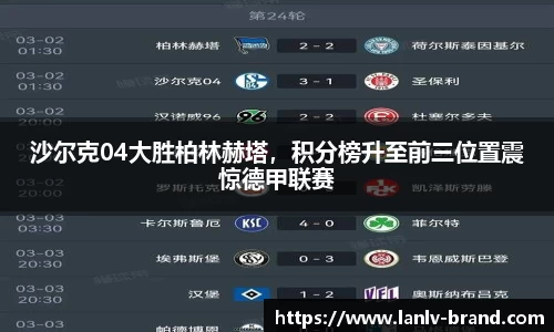 沙尔克04大胜柏林赫塔，积分榜升至前三位置震惊德甲联赛